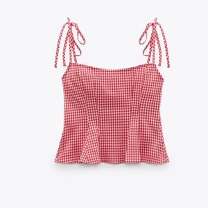 Zara Red Gingham Patterned Apparel